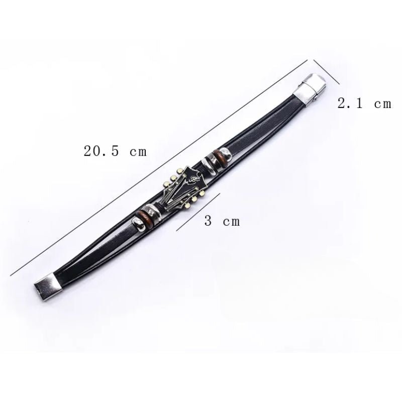 AXECHORD Leather Bracelet For Guitar Lovers With Vintage-Style Look