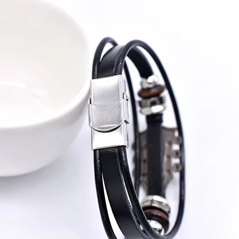 AXECHORD Leather Bracelet For Guitar Lovers With Vintage-Style Look