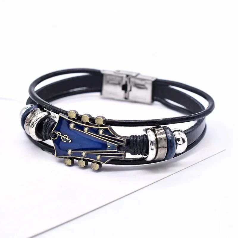 AXECHORD Leather Bracelet For Guitar Lovers With Vintage-Style Look