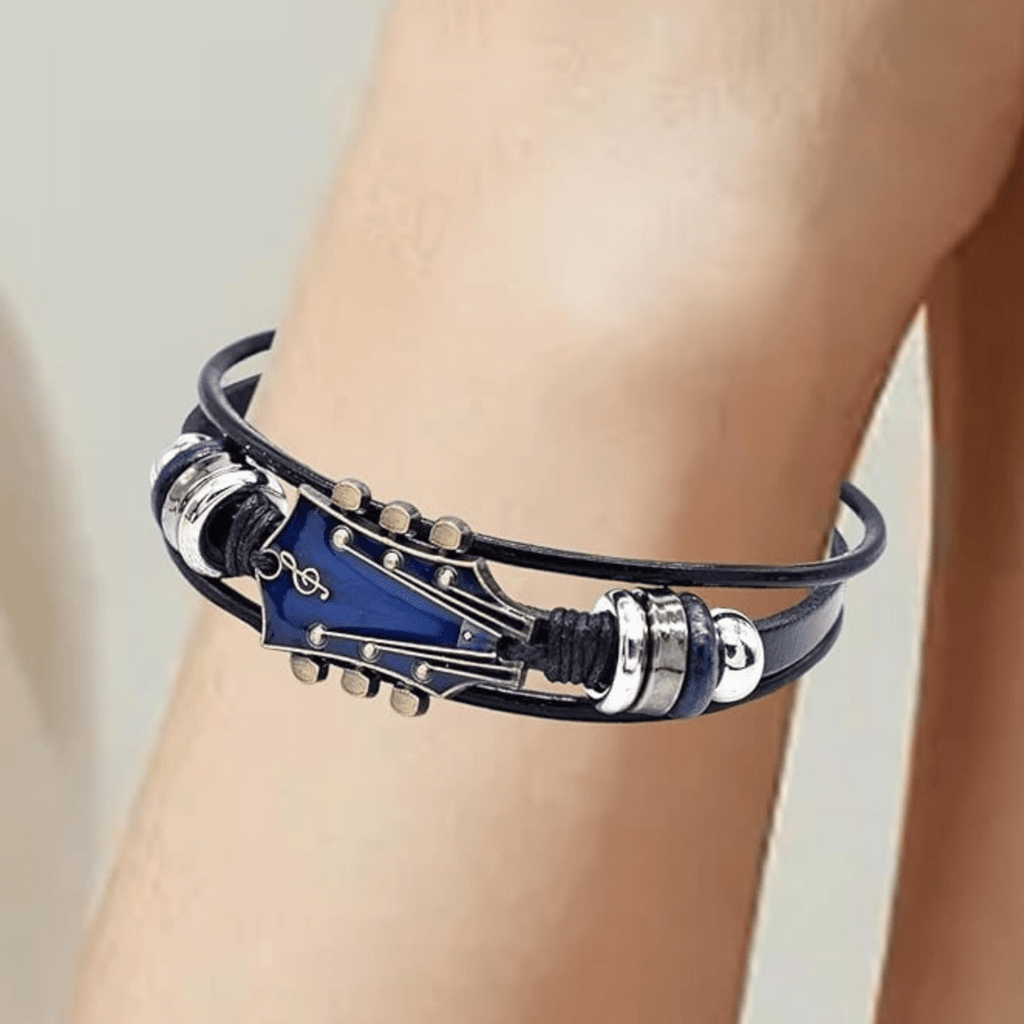 AXECHORD Leather Bracelet For Guitar Lovers With Vintage-Style Look