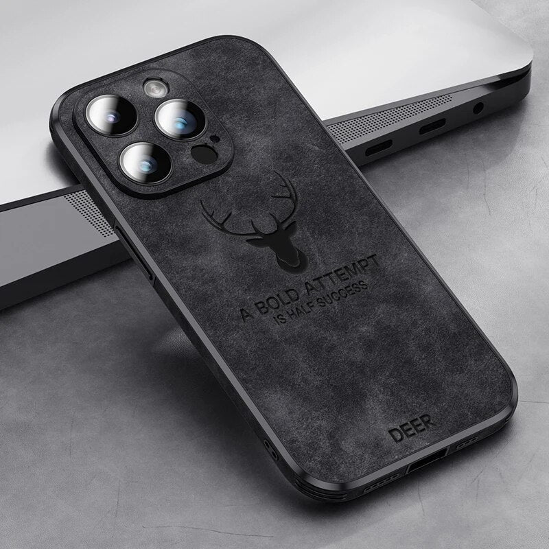 Funda para teléfono de cuero genuino con protección a prueba de golpes, delgada y estilizada