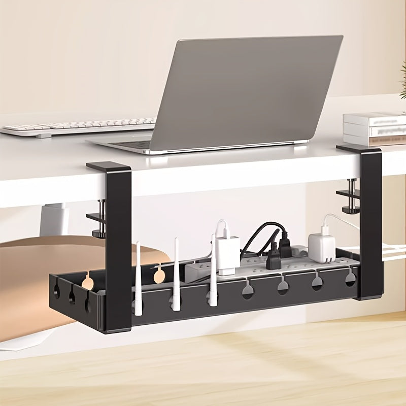 Organisateur de câbles anti-enchevêtrement pour sous le bureau avec sangle réglable et clips