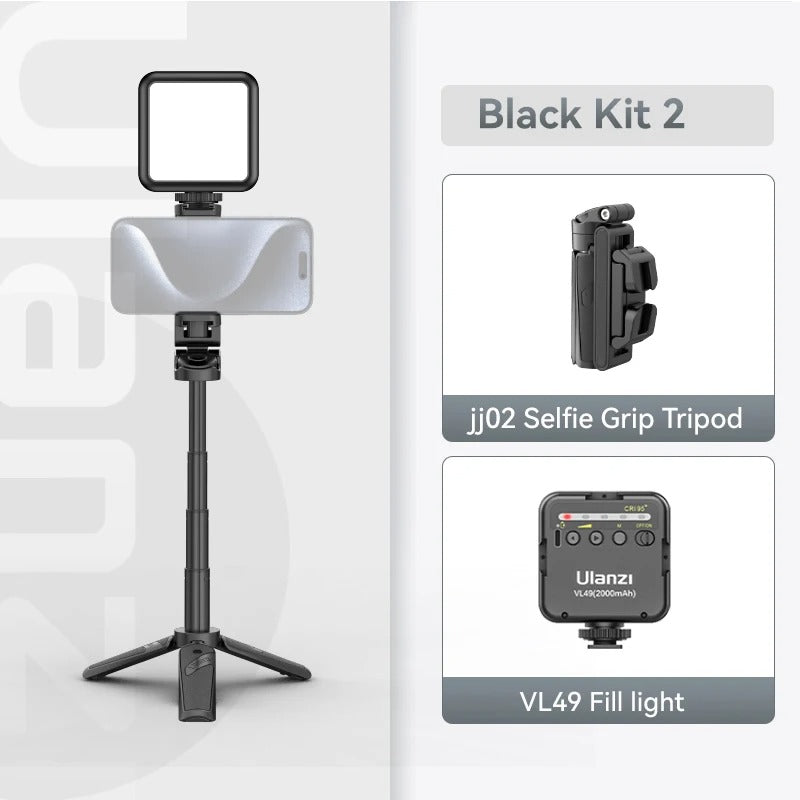 Four-Section Extendable Selfie Pole Bluetooth Tripod Stand Rotating Clamp