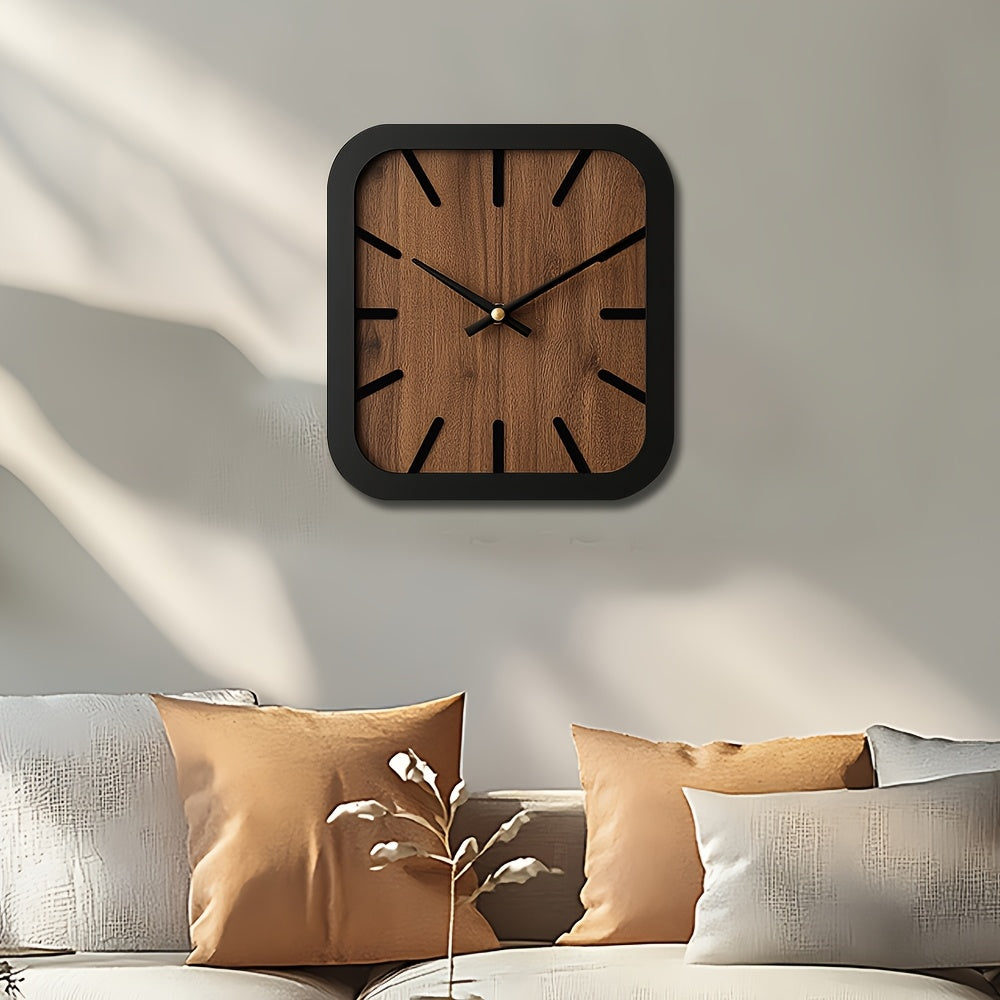 Naturclock Handcrafted Wooden Square Clock Battery Operated Decor
