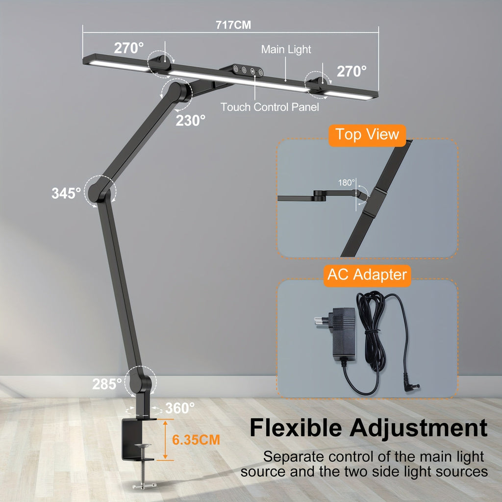 Lumiclamp 24W Ayarlanabilir LED Masa Lambası, Odaklanmış Çalışma İçin Kelepçeli