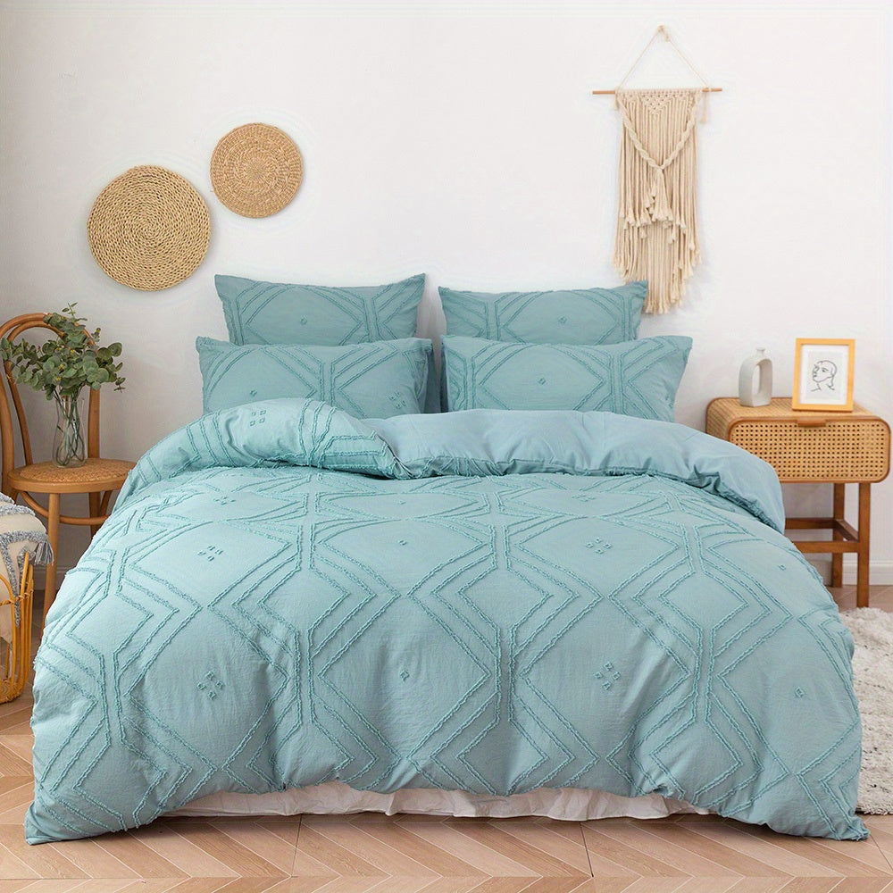 Bohotuft Steppbett-Set mit Gittermuster, weiche Bettwäsche
