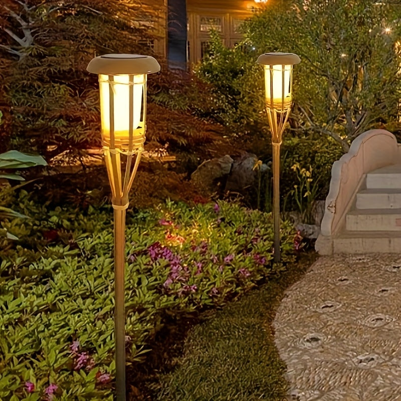 FlameGlow Solar Powered Bamboo Lights For Outdoor Ambiance