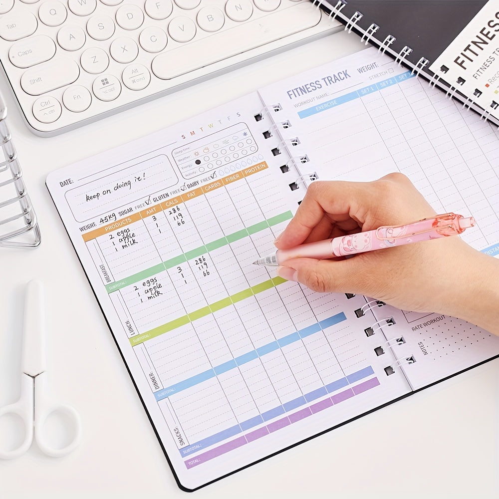 مخطط FitTrack Journal غير المؤرخ لتتبع التمارين والوجبات