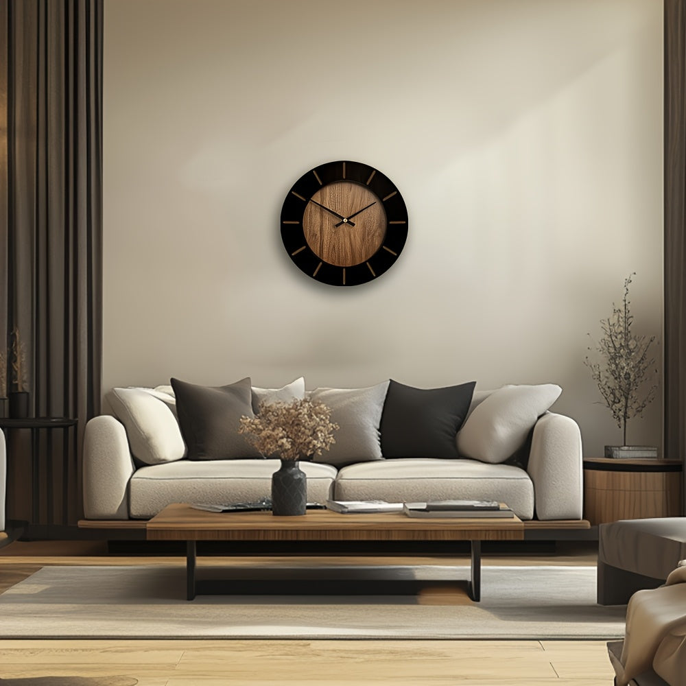 Reloj de Pared Vintage Everwood con Acabado de Madera, Funcionamiento Silencioso