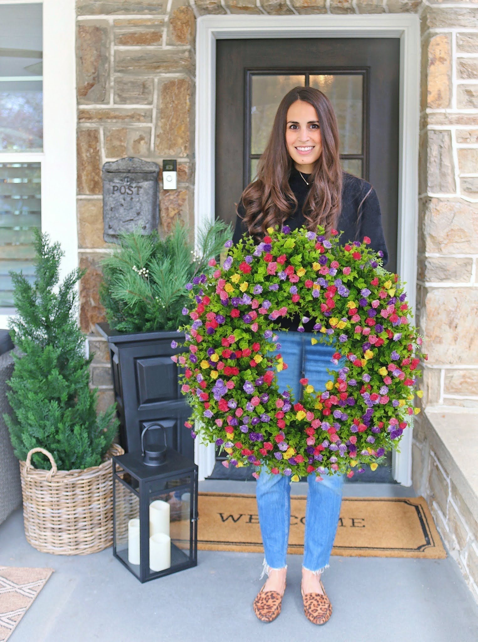 BloomWreath Spring & Summer Front Door Wreath | Handmade Floral Grapevine Accent
