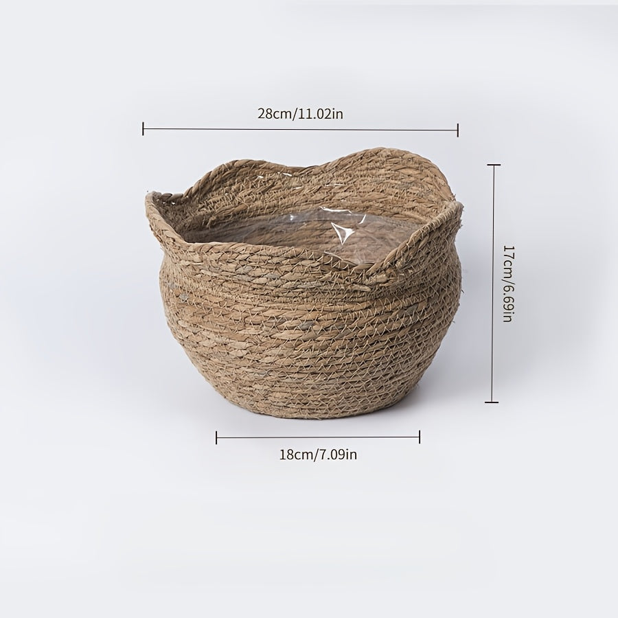 Rattankruka Handvävd Planterare för Naturlig Boho- och Skandinavisk Inredning