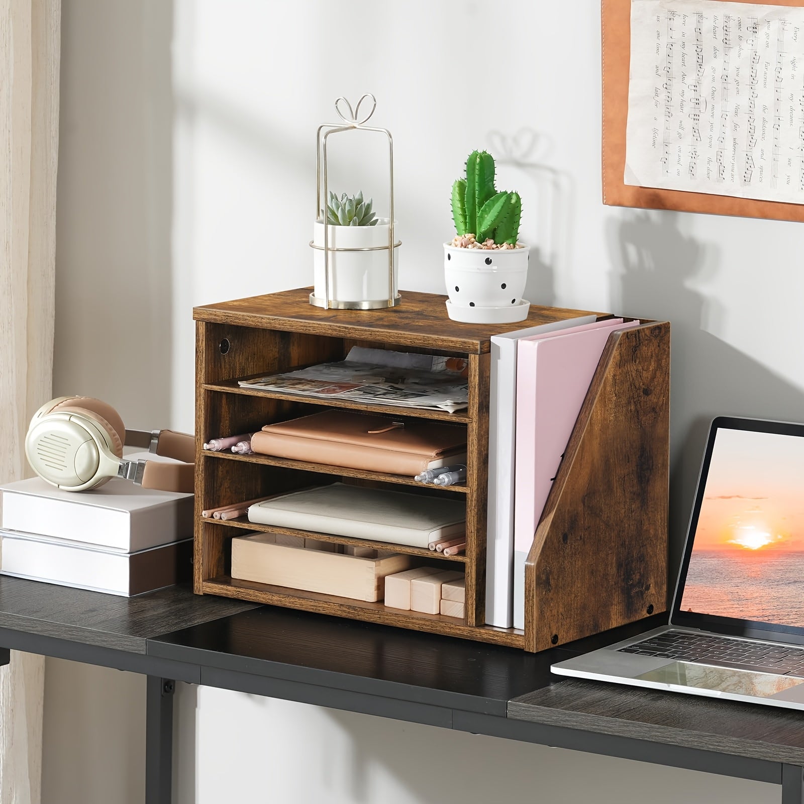 Naturloft Boho-stil vevd kurv for oppbevaring og plantebeholder, sammenleggbar