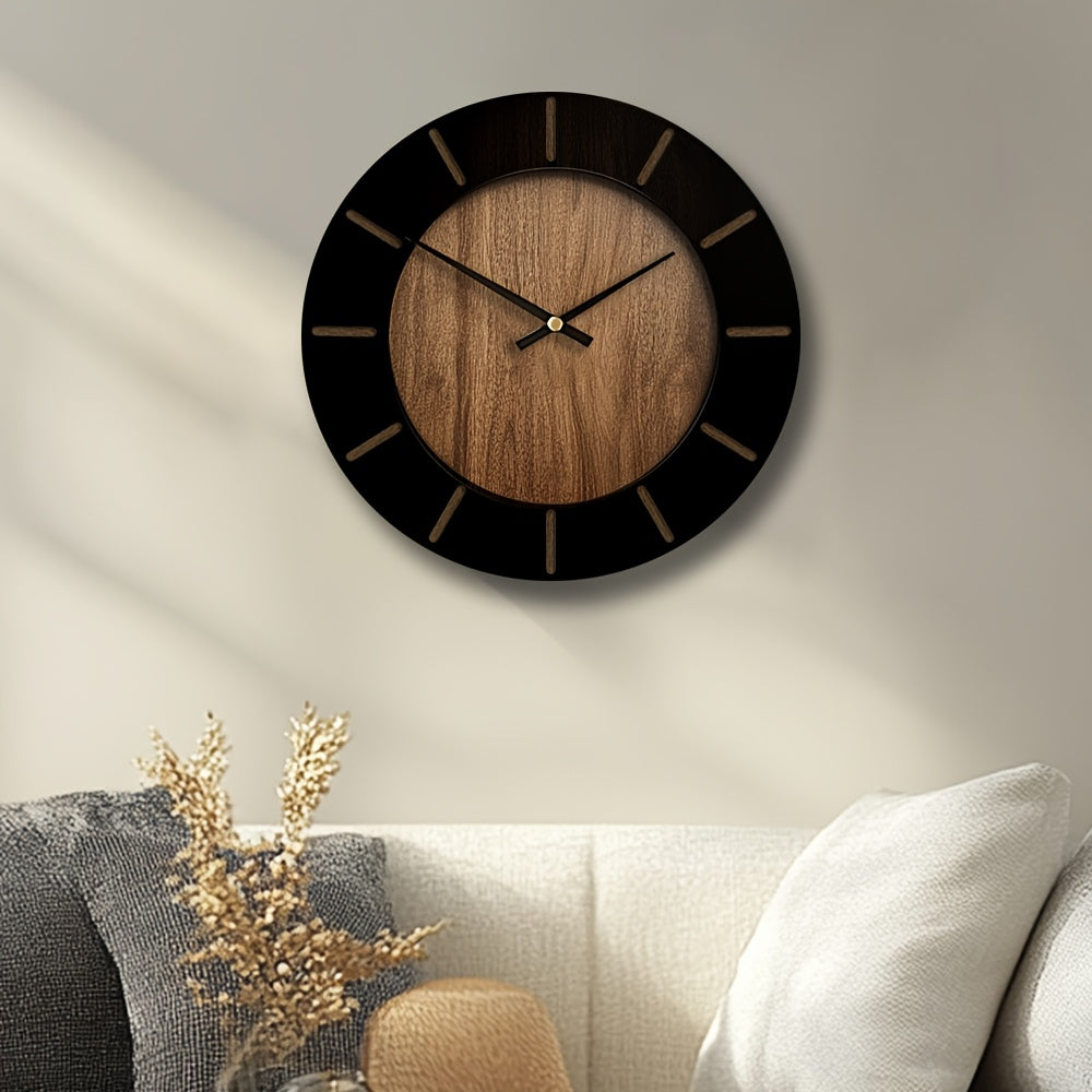 Reloj de Pared Vintage Everwood con Acabado de Madera, Funcionamiento Silencioso