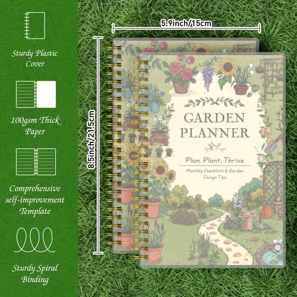 Gardenlog Undated A5 Spiral Garden Planner for Growing Success