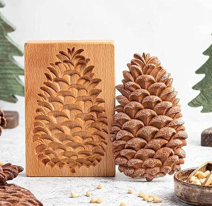 Engraved Wooden Cookie Molds With Pastry Stamps For Gingerbread And Biscuits