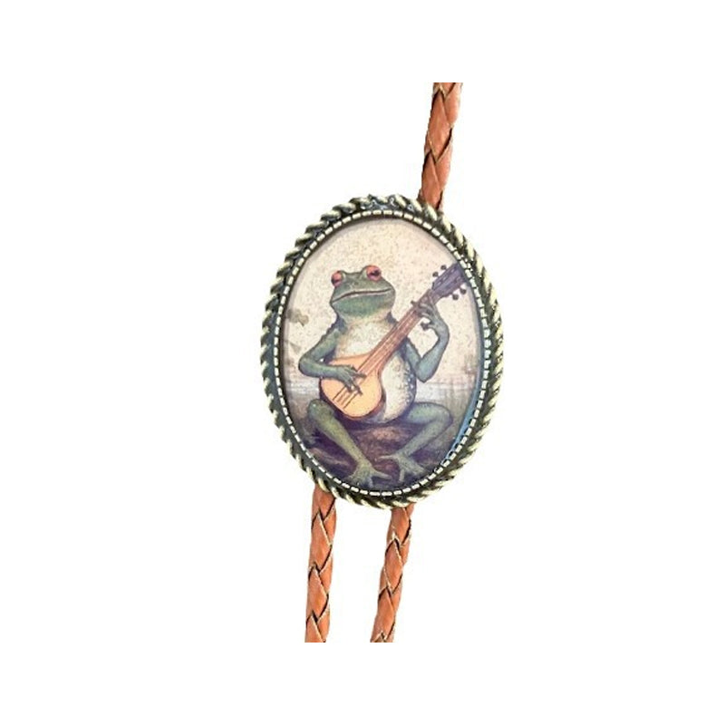 Unisex bolo kravata Banjo Frog s motivem žáby a banja