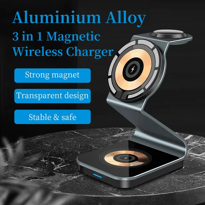Magnetisches 3-in-1 kabelloses Ladegerät für Telefon, Ohrhörer und Uhr
