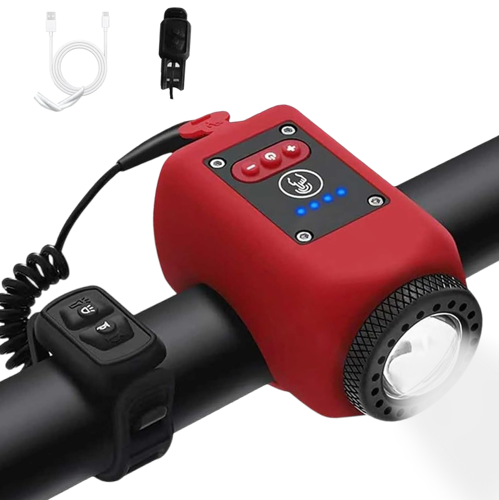 Luz Delantera Recargable por USB PulseBike para Bicicletas con Bocina