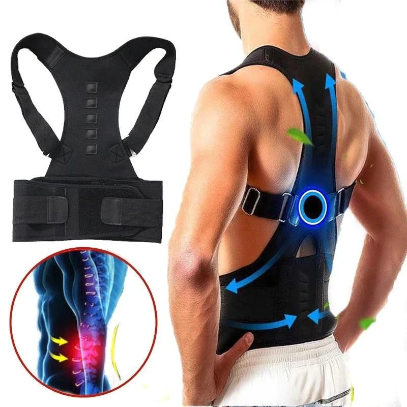 Back Support Belt For Upright Posture With Magnetic Aid For Alignment