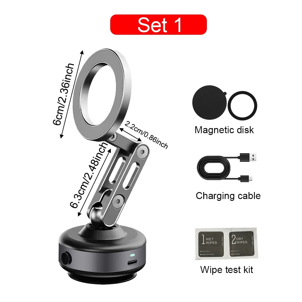 AeroGrip Magnetic Car Phone Holder With 360-Degree Mount And Vacuum Base