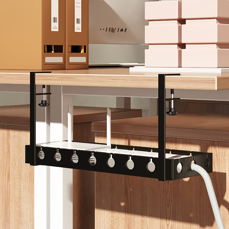 Organisateur de câbles anti-enchevêtrement pour sous le bureau avec sangle réglable et clips