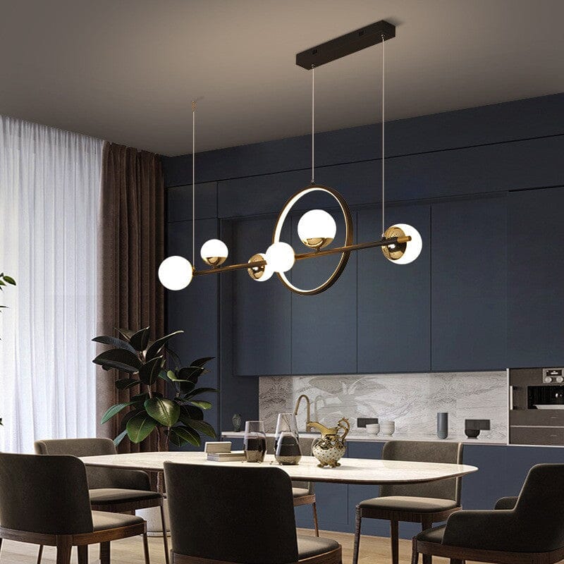 AuroraLine Lineaire Kroonluchter Met IJzeren Handgeblazen Glazen Driekleur Dimmer