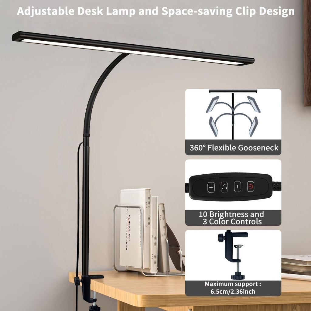 Widelux Clip On skrivebordslampe til bred LED-belysning til hjemmet