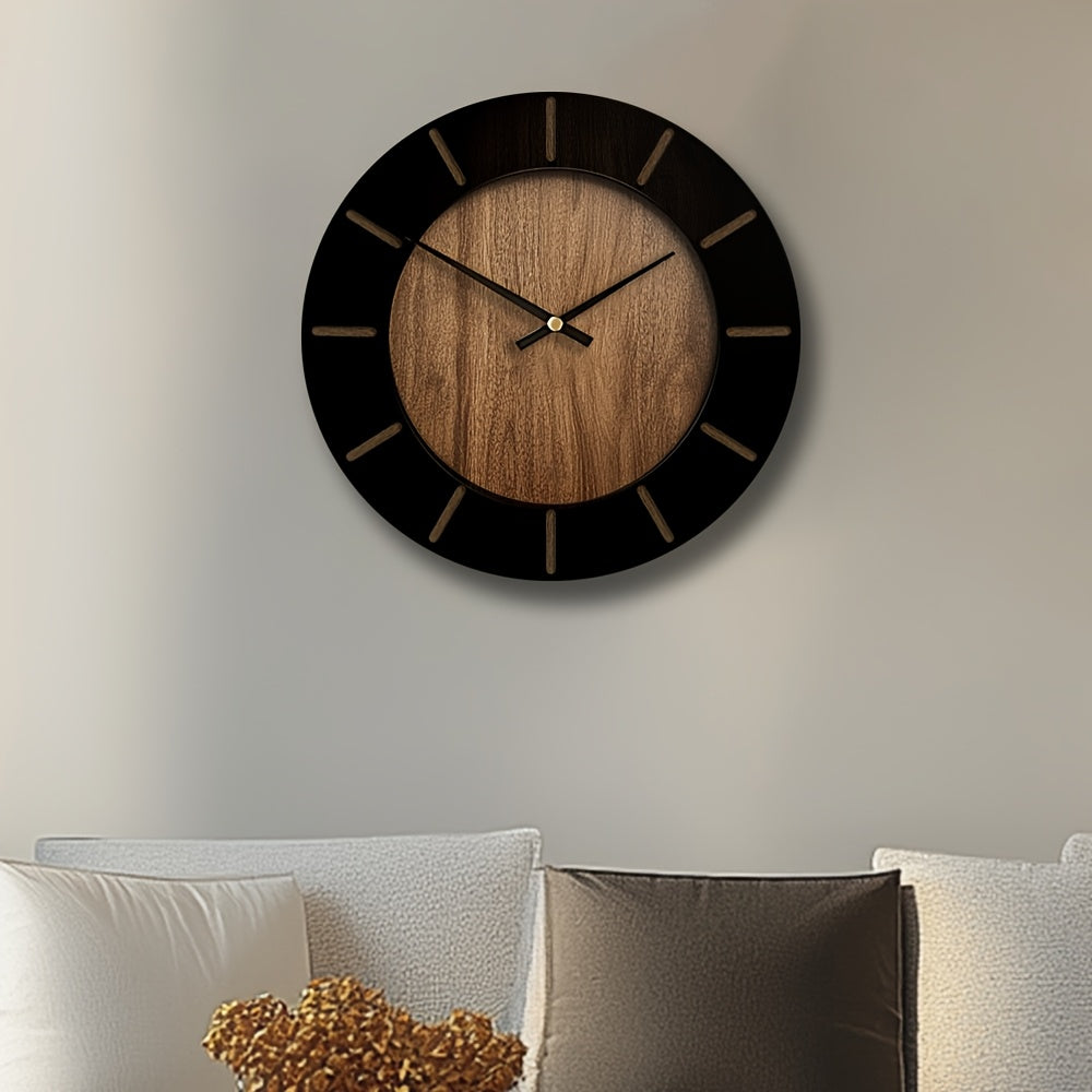 Reloj de Pared Vintage Everwood con Acabado de Madera, Funcionamiento Silencioso