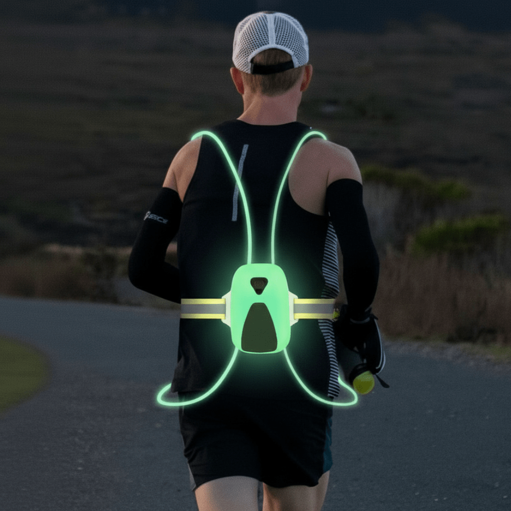 LumaSafe LED-säkerhetsväst för joggare, 6 färglägen, justerbar synlighet