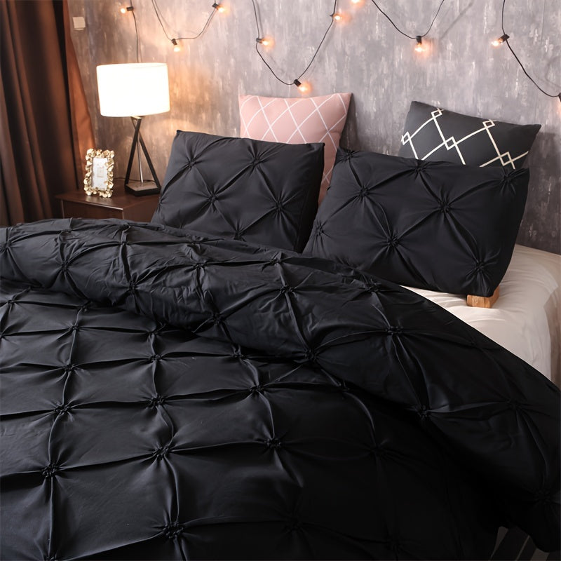 Softplea Pleated Comfort Duvet Cover Set 3 Piece Bedding