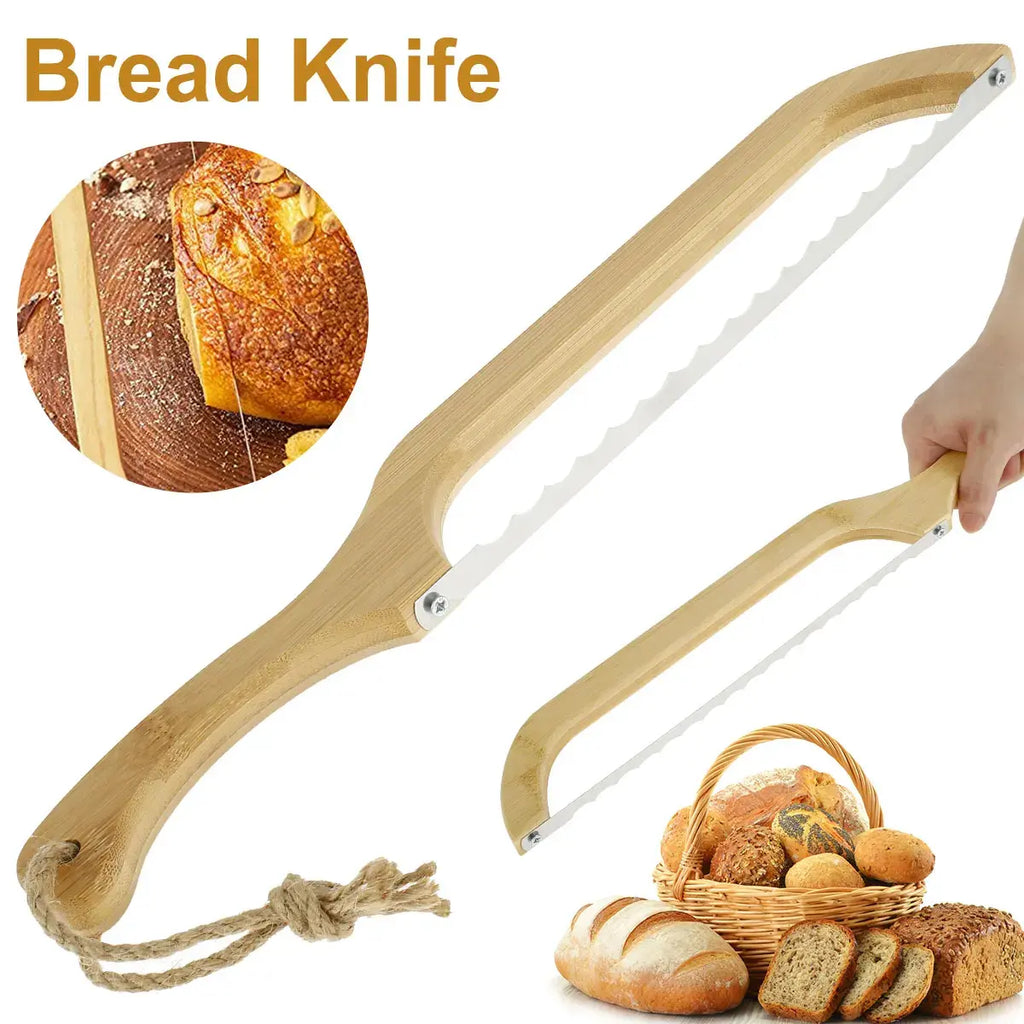 Cuchillo dentado para pan con mango de madera y hoja de acero inoxidable para un corte fácil
