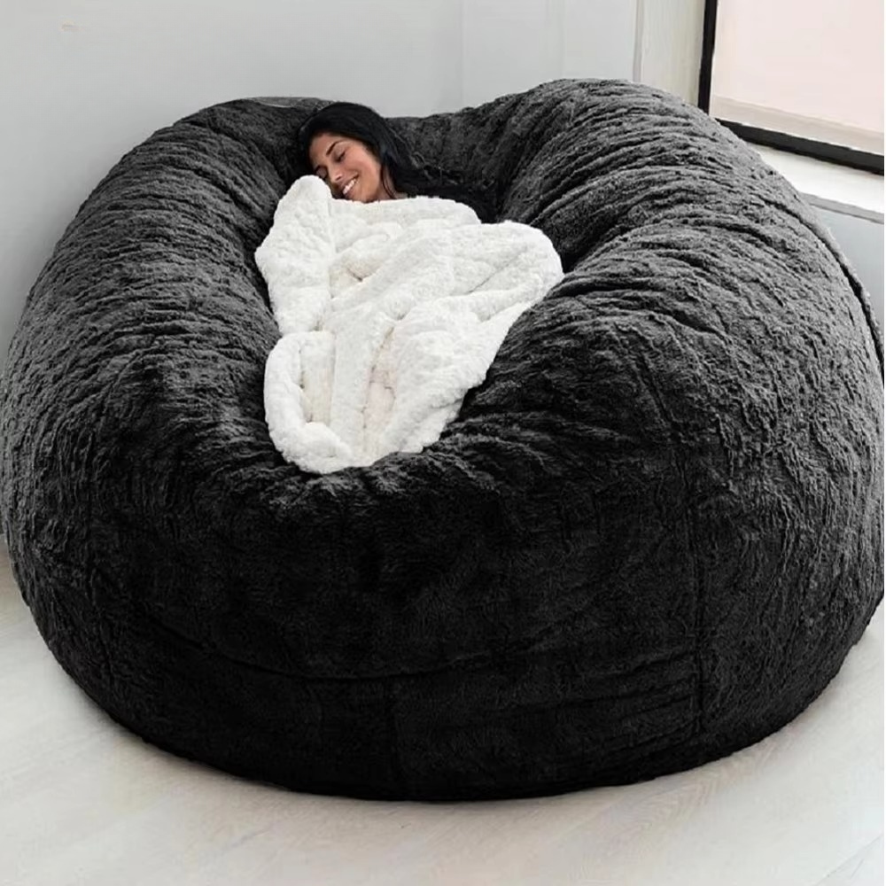 Giant 5-Foot Plush Faux Fur Cover For Bean Bag Lounge Sofa