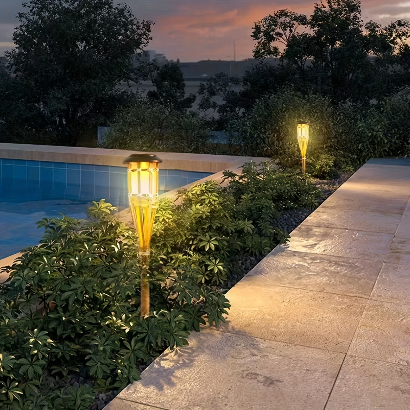 FlameGlow Solar Powered Bamboo Lights For Outdoor Ambiance