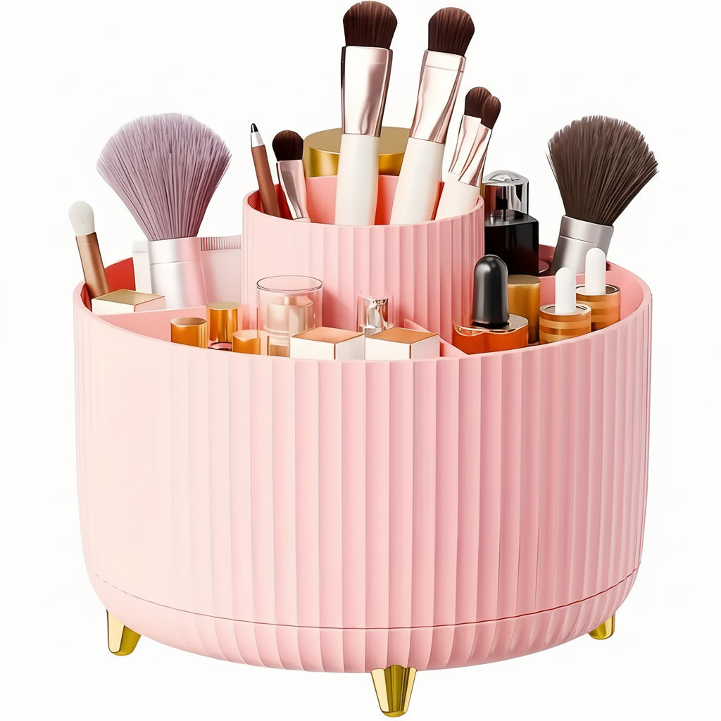 Eleganza 360 graders plastik makeup-opbevaringsorganisator med fem sektioner