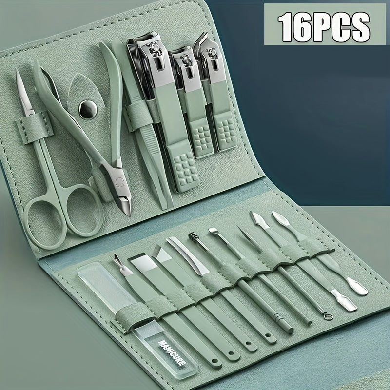 Conjunto de Manicure e Pedicure Trimforge em Aço Inoxidável com 16 Peças