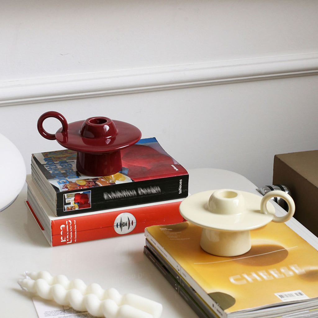 Orbita Ceram Candle Stand In Vintage UFO Style For Tables