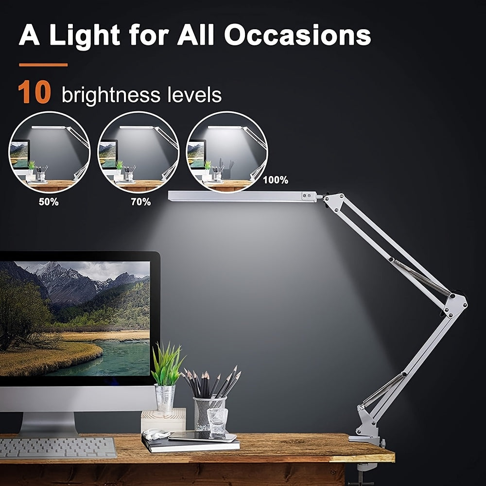 Flexiglow Clip-On LED Lamp With Adjustable Brightness and 3 Color Temperatures, 10 Levels