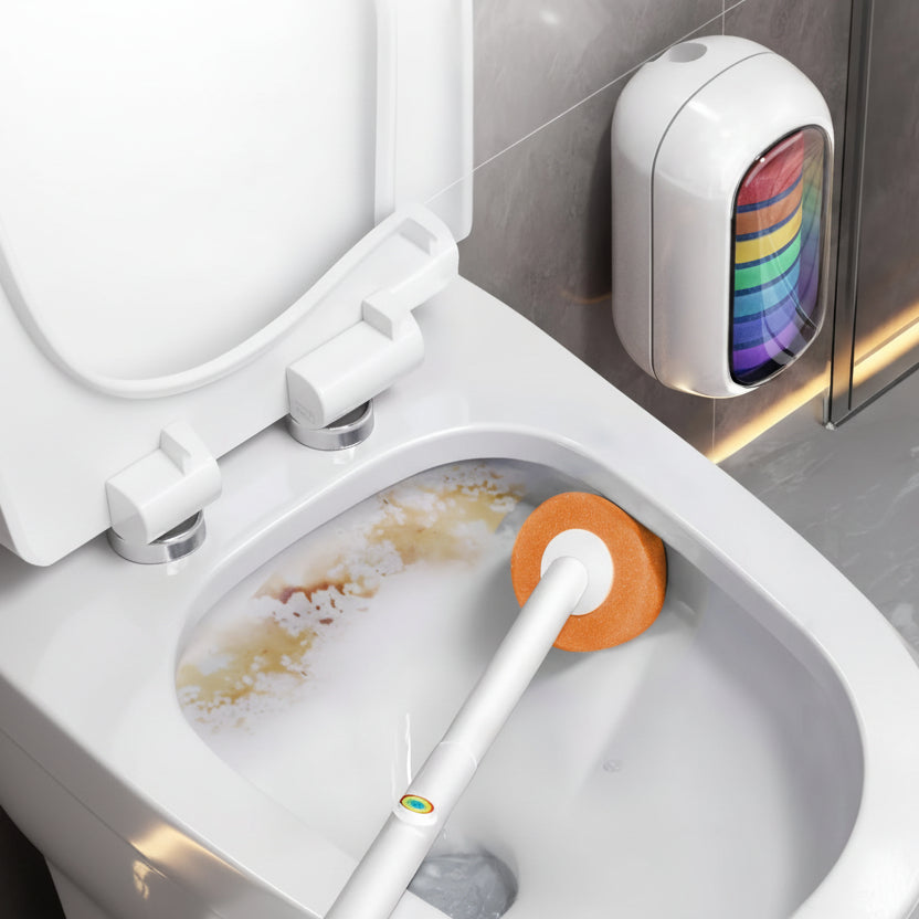 Spazzola per WC Compatta CleanHub con Base in Plastica Resistente