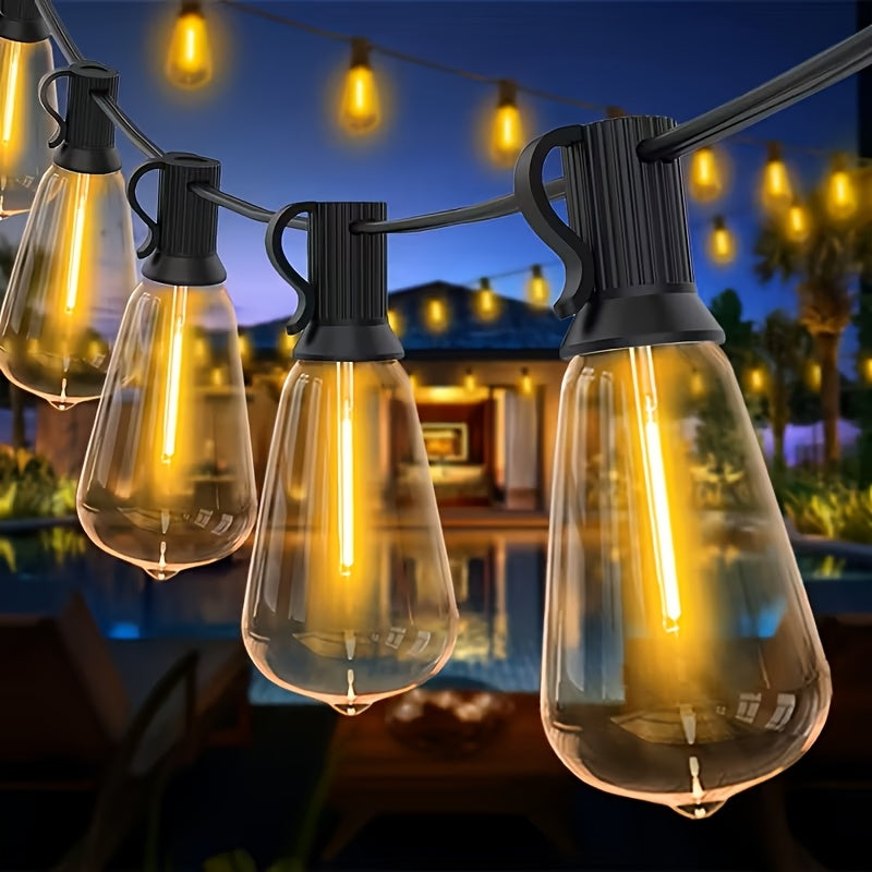 Solara 100 Ft Solar Light Strings Outdoor LED With Dimmable Yellow St38 Bulbs