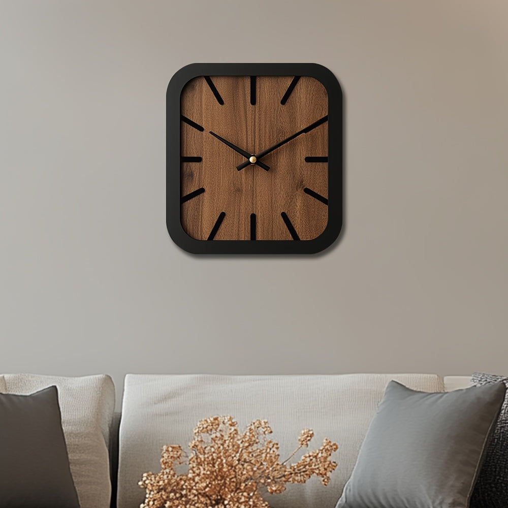 Naturclock Handcrafted Wooden Square Clock Battery Operated Decor