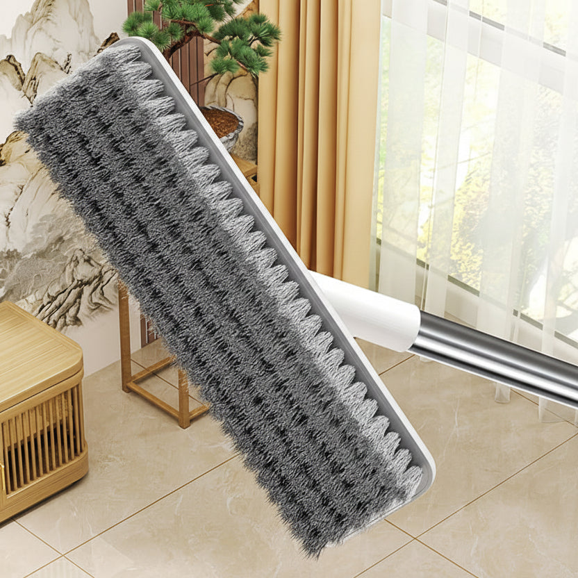 ScrubForce Rotating Floor Brush With Long Handle And Scraper Edge
