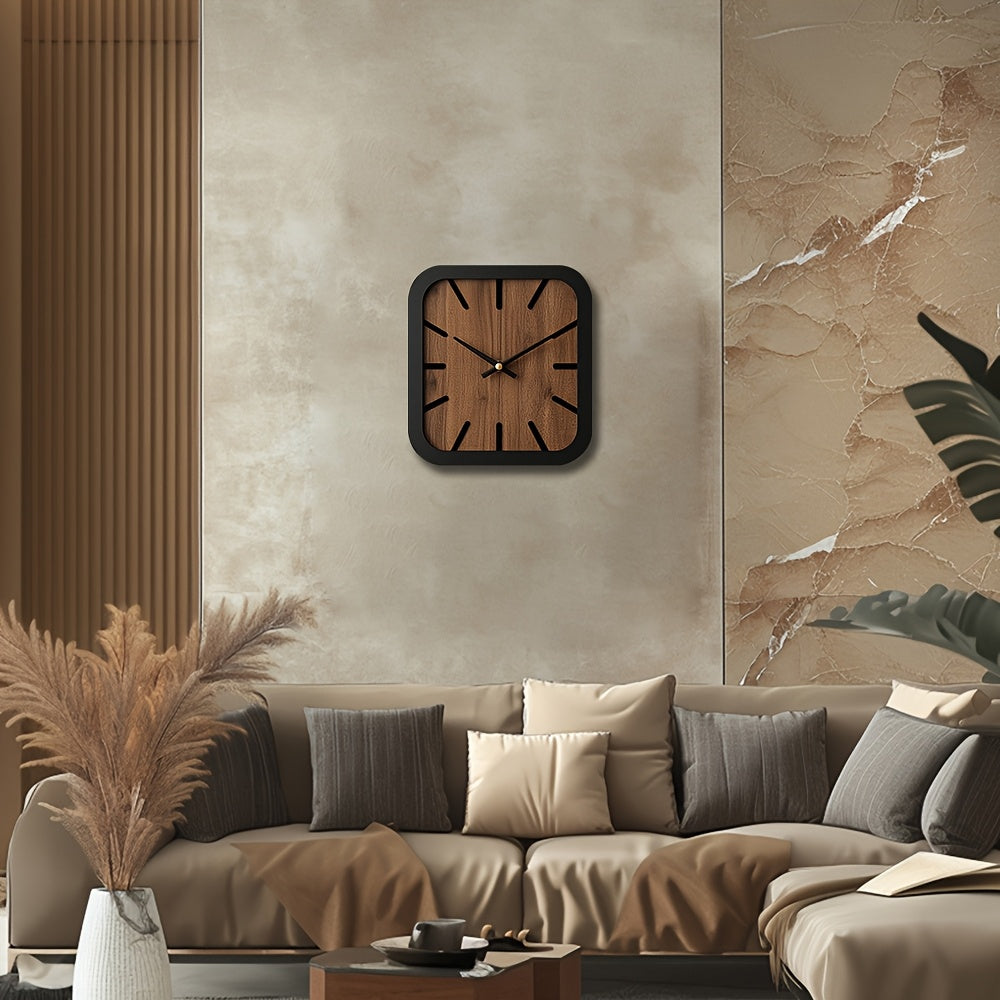 Naturclock Handcrafted Wooden Square Clock Battery Operated Decor