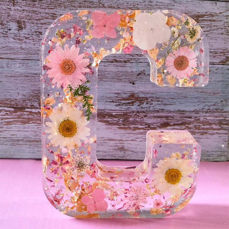 Lampada Alfabeto con Fiori Secchi Illuminazione Notturna per Decorazione Casa Idea Regalo