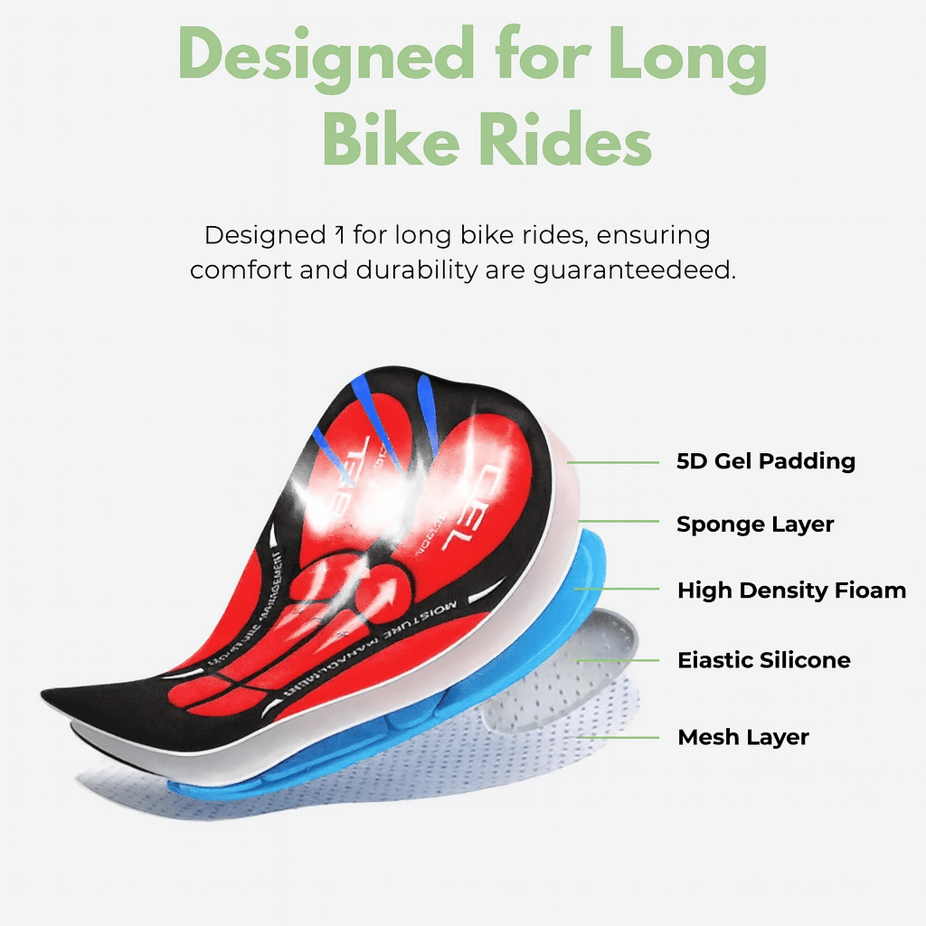 Pantalones Cortos de Ciclismo VeloGlide con Gel Acolchado para Paseos Sin Dolor Unisex