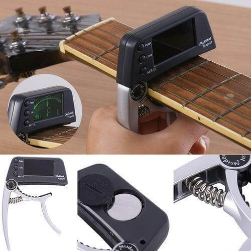 TuneGrip 2-w-1: kapodaster i tuner do gitary z wyświetlaczem LCD