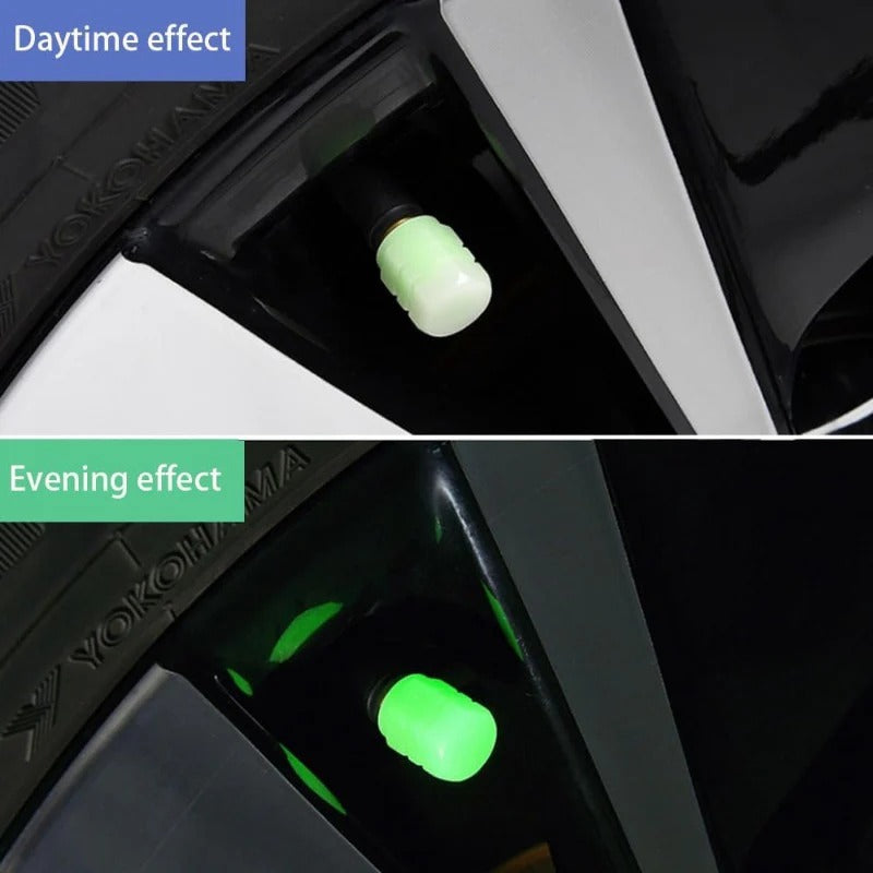 Neonové svítící krytky ventilků na kola, balení 20 kusů, univerzální velikost, bez baterií