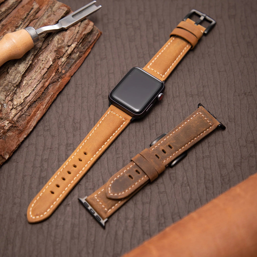 AuroraForge Cinturino in Pelle Vintage Opaco per Apple Watch