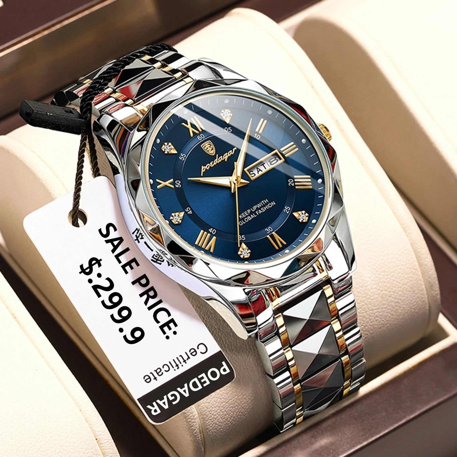 Orologio da uomo impermeabile di lusso del marchio leader con lancette luminose