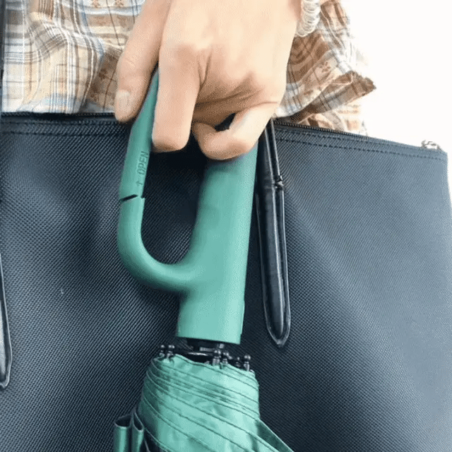 Ombrello Pieghevole Automatico Antivento con Grande Impugnatura a Fibbia, Compatto e Durevole