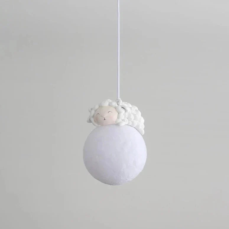 LunaGlow Moon Child Pendant Light With Sleeping Animal Night Lamp
